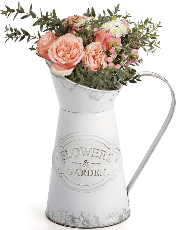SOUJOY Rustic Shabby Chic Vase, Farmhouse Galvanized Flower ... - Image 5