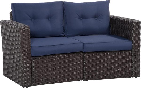 Outsunny 2 Pieces Patio Furniture Set Outdoor Loveseat Wicke...