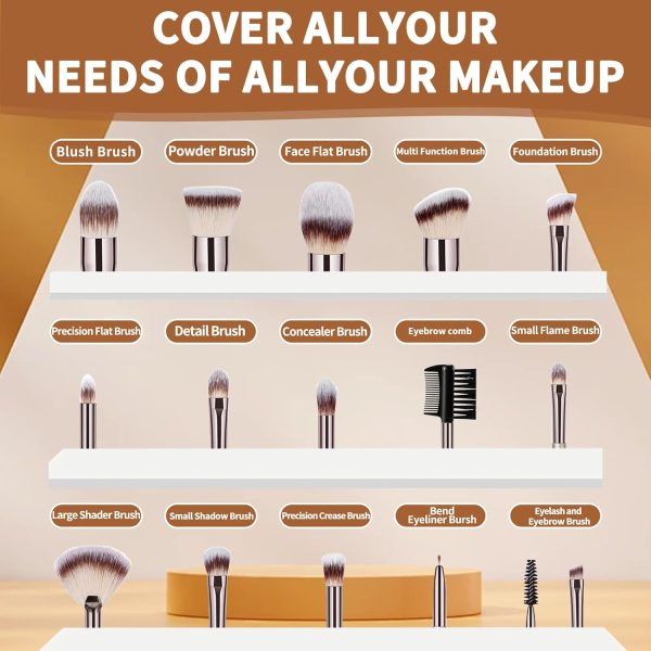 Makeup Brushes Set, 15 Pcs Professional Foundation Eyeshadow... - Image 3