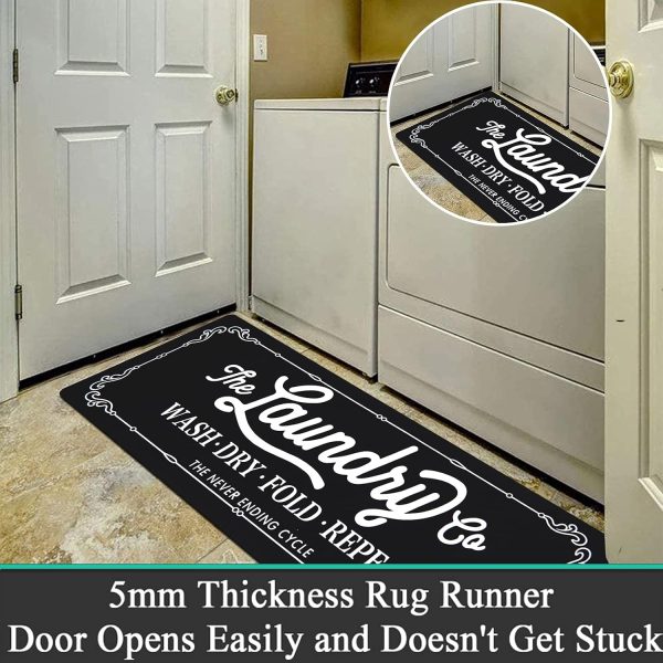 Pauwer Laundry Room Rug Runner 20"x59" Waterproof Rubber Lau... - Image 5