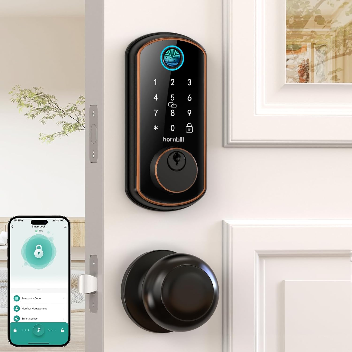 Hornbill WiFi Smart Door Lock Set: Keyless Entry Door Lock D…