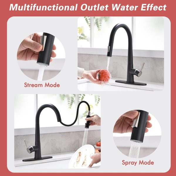 GIMILI Single Handle Pull Out Kitchen Faucet,Matte Black Kit... - Image 3