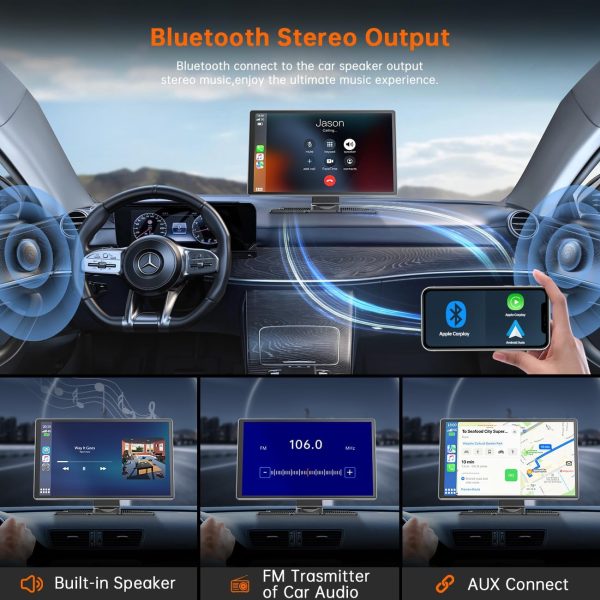 HOTPEAK Wireless Carplay & Android Auto, 9 Inch Portable Car... - Image 6