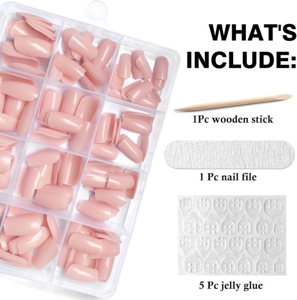 LoveOurHome 240pc Nude Press on Nails Medium Square Fake Nai... - Image 2