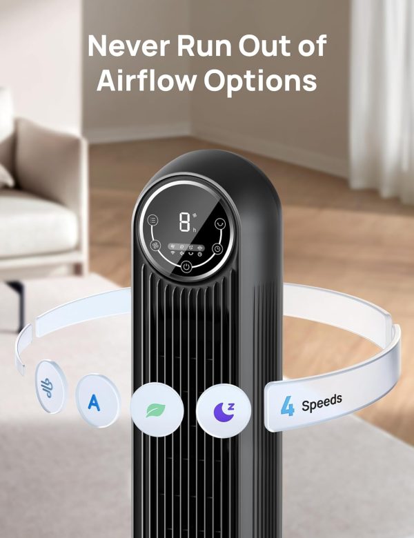 Dreo Tower Fan for Bedroom, Smart Oscillating Quiet Floor Fa... - Image 6