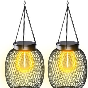 Solar Lanterns Outdoor Waterproof, Collasis 2 Pack Vintage M...
