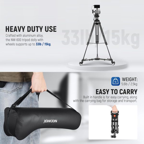 NEEWER Photography Tripod Dolly, Heavy Duty 50lbs Capacity T... - Image 6