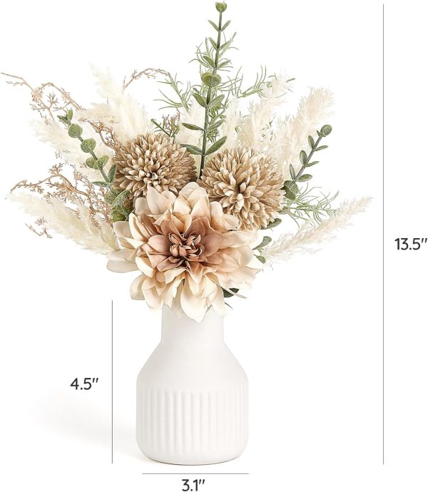Mkono Small Artificial Flowers in Ceramic Vase 13.5" Centerp... - Image 6