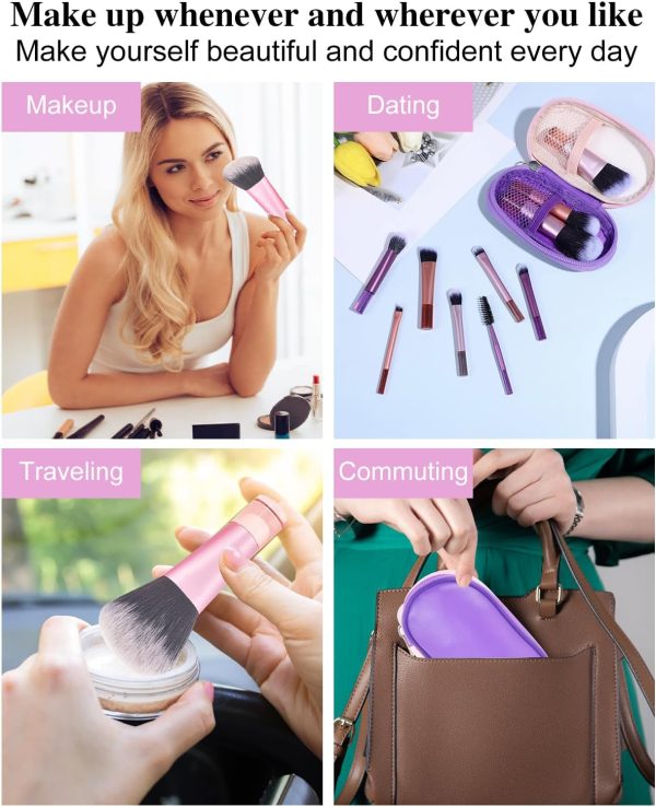 PGRODE Mini Travel Makeup Brushes Set, 14 Pieces, Full Compl... - Image 6
