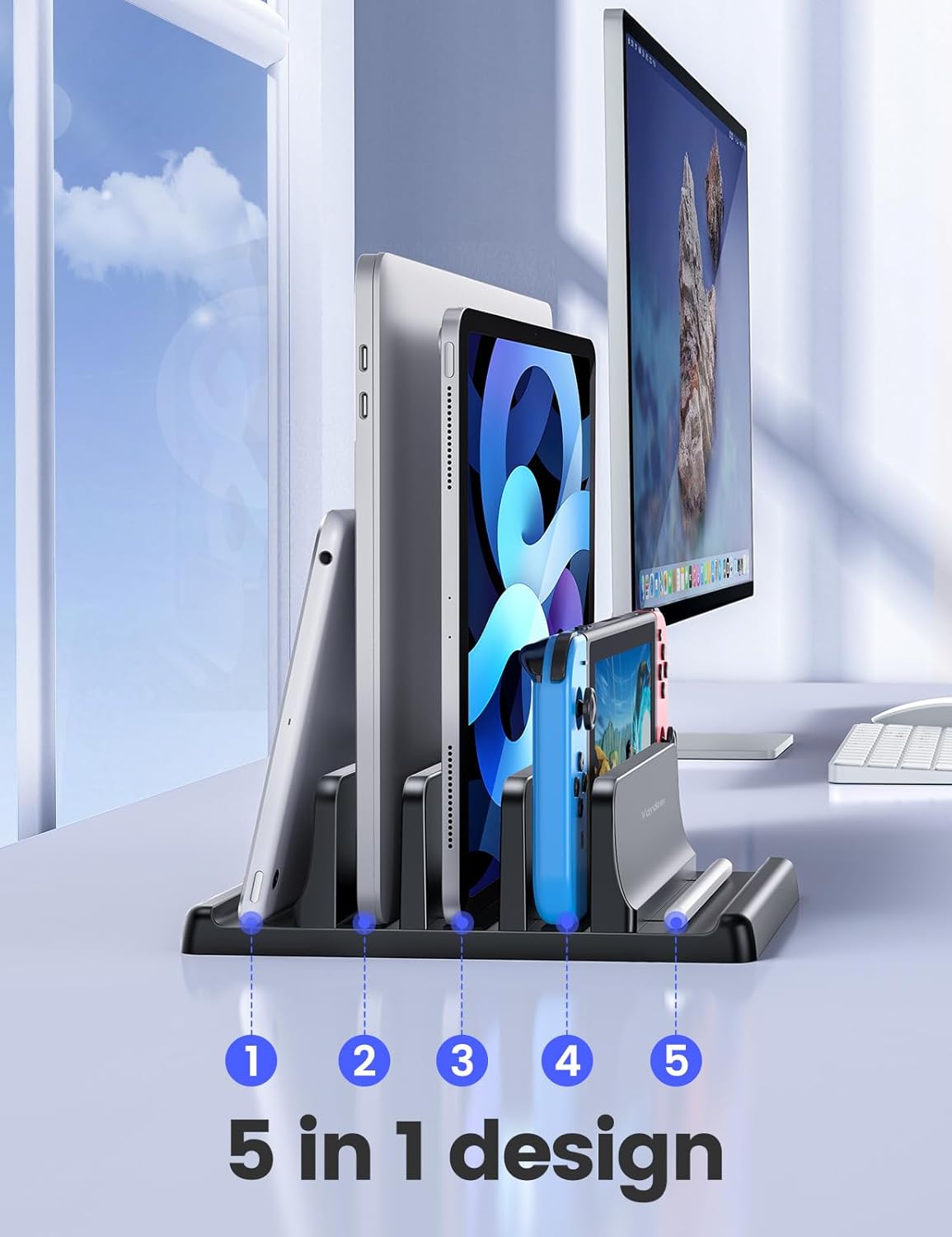 Vaydeer 3-Slot Vertical Laptop Stand Made of Premium ABS Pla…