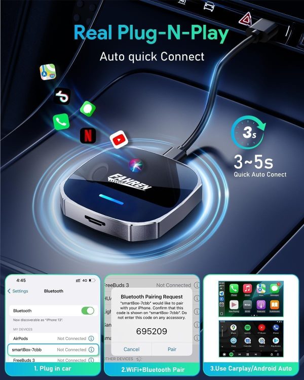 FAHREN 3rd-Gen Wireless CarPlay Adapter & Android Auto Adapt... - Image 3