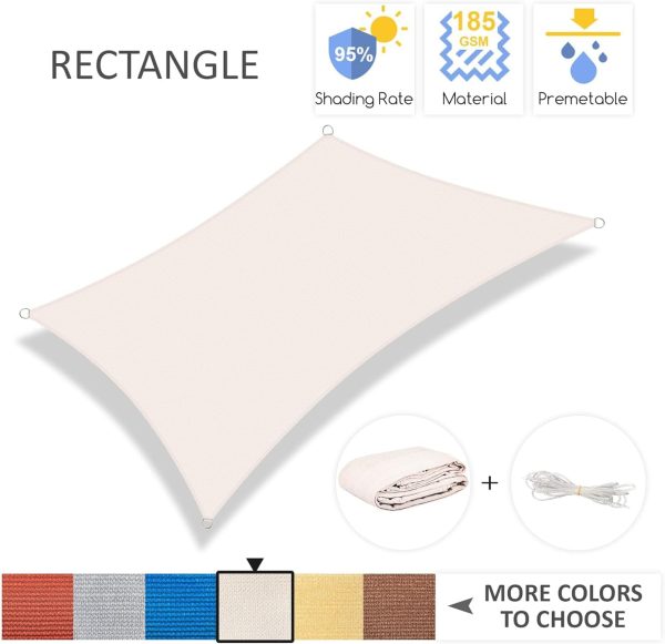 Garden EXPERT 8'x10' Sun Shade Sail Rectangle Canopy Shade C... - Image 2