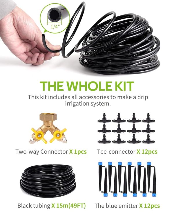 HIRALIY 49.2FT Drip Irrigation Kit, Garden Watering System, ... - Image 6