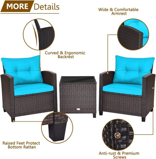 KOTEK 3 Piece Patio Furniture Set, Outdoor Conversation Set ... - Image 3