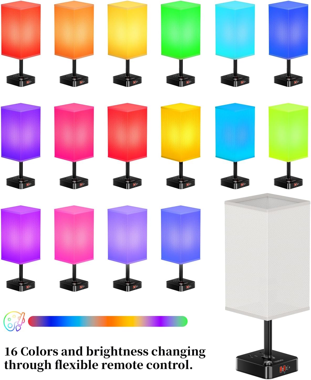COZOO Bluetooth/WiFi RGB & USB Bedside Table Lamp with 3 USB…