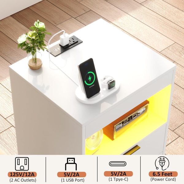 Gadroad LED Nightstand Bedside Table with Charging Station, ... - Image 6