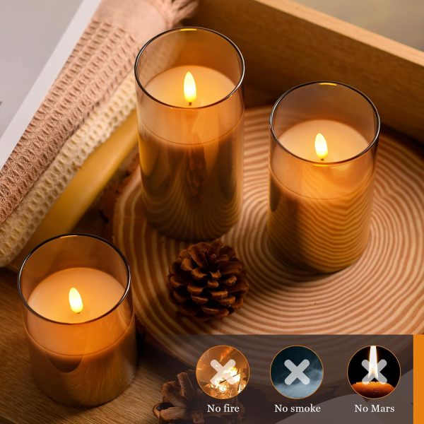 Glass Battery Operated LED Flameless Candles with Remote and... - Image 5