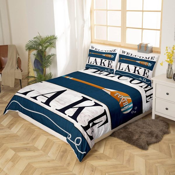 Rustic Farmhouse Duvet Cover,Kids Lake House Bedding Set,Ret... - Image 2