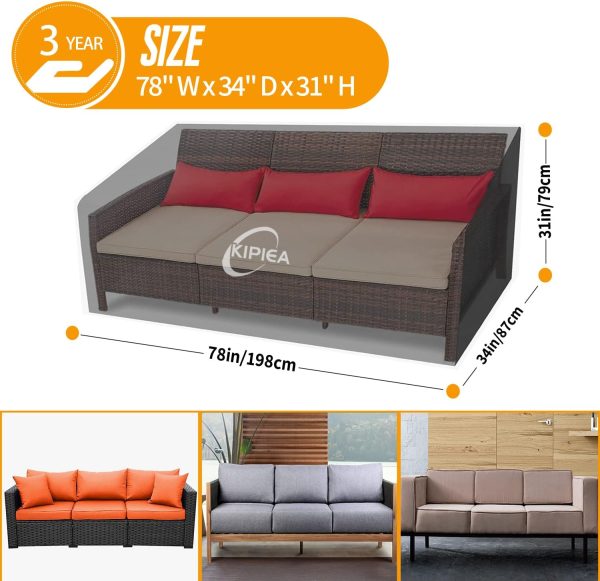 Kipiea Patio Sofa Cover, Heavy Duty 600D Outdoor Couch Cover... - Image 2