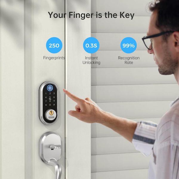 Smart Deadbolt, SMONET Fingerprint Electronic Deadbolt Door ... - Image 3