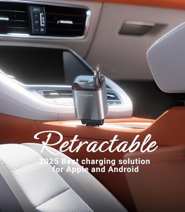 Retractable Car Charger 69W Cigarette Lighter USB C Car Phon... - Image 3