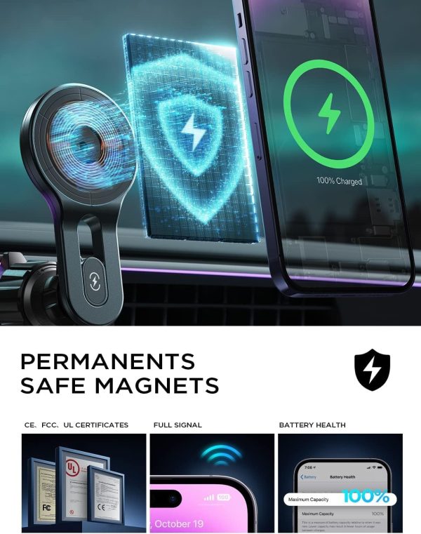 LISEN for MagSafe Car Mount Charger 15W Magnetic Phone Holde... - Image 7
