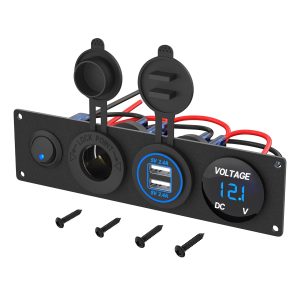 RVMARINEPAT 4 in 1 Charger Outlet Socket Panel, DC 12V 4.8A ...