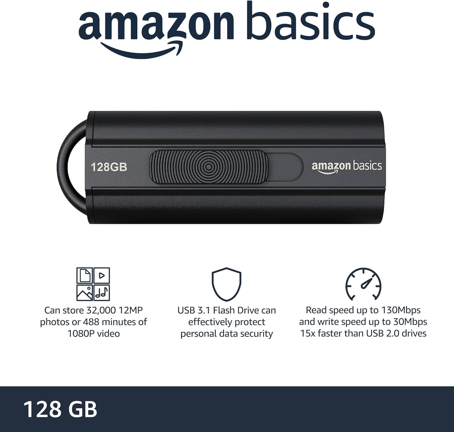 AmazonBasics 128GB Ultra Fast USB 3.1 Flash Drive 1 Pack