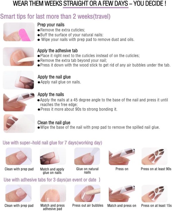 LYMCY Press on Nails French,Black French Bow Irregular Strip... - Image 2