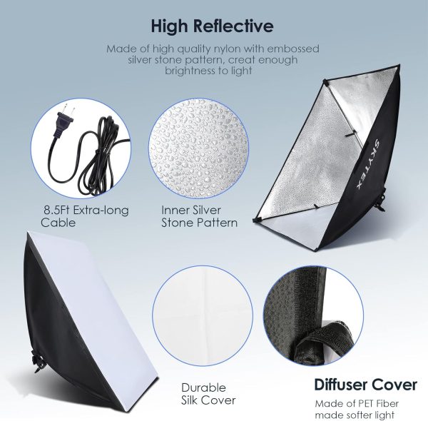 Softbox Lighting Kit, skytex Continuous Photography Lighting... - Image 5