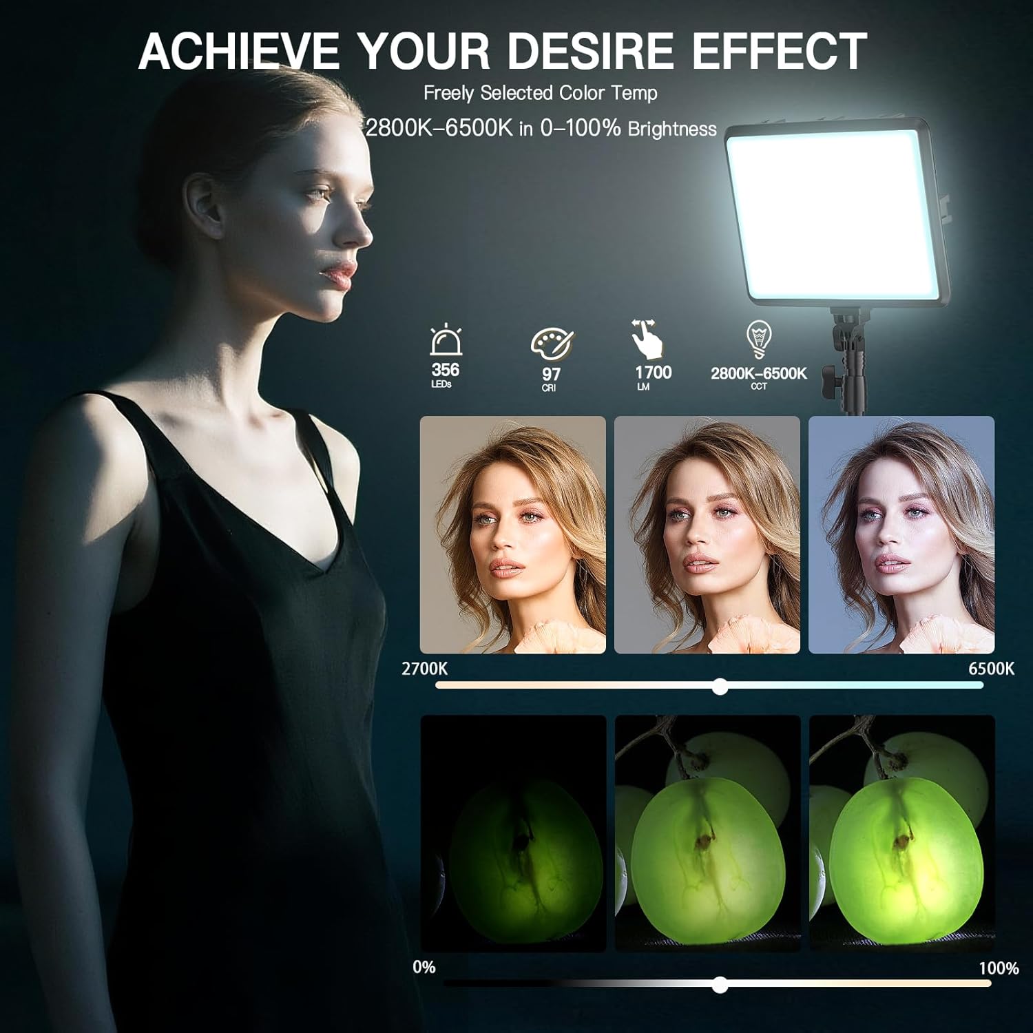 2-Pack LED Video Light Kit, NiceVeedi 2800-6500K Dimmable Co…