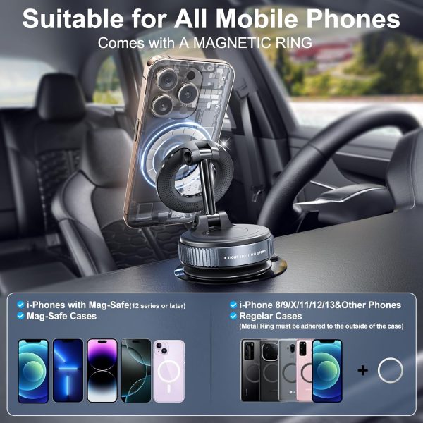 Vacuum Magnetic Suction Car Phone Holder, 360° Rotatable Fol... - Image 7
