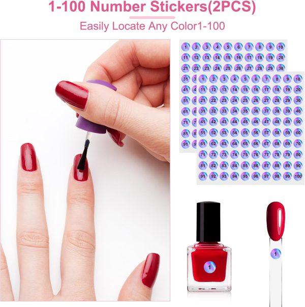 150pcs Nail Swatch Sticks with Ring and Number Stickers, Col... - Image 4