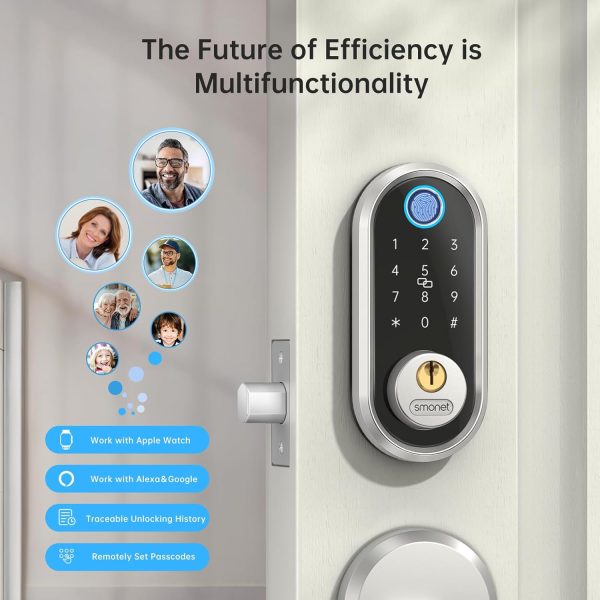 Smart Deadbolt, SMONET Fingerprint Electronic Deadbolt Door ... - Image 6