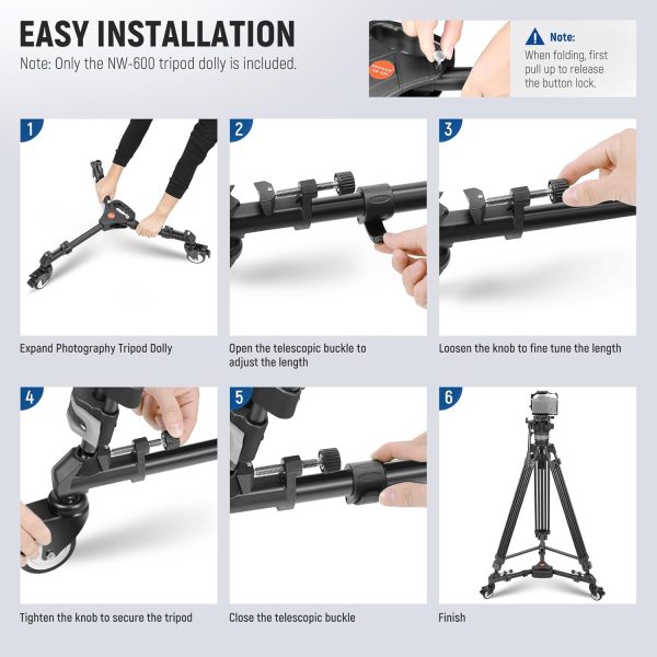 NEEWER Photography Tripod Dolly, Heavy Duty 50lbs Capacity T... - Image 9