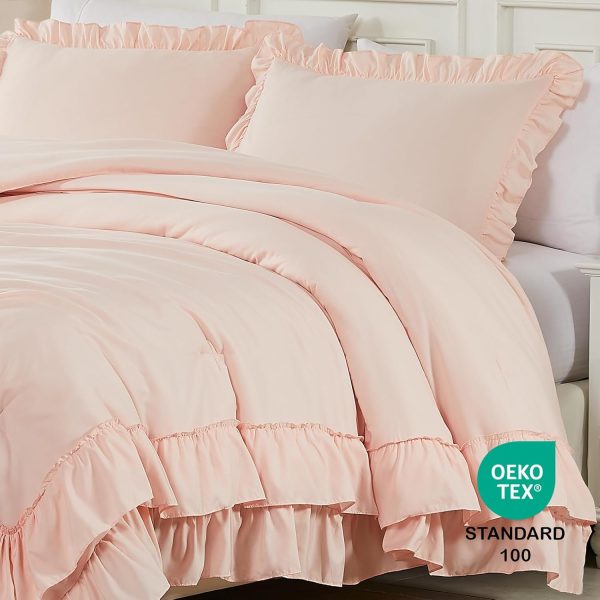 Cupocupa Blush Pink Comforter Set Queen, 3Pcs Comforters Que... - Image 4