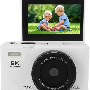 5K Digital Camera for Photography, Vintage 75MP Vlogging Cam...
