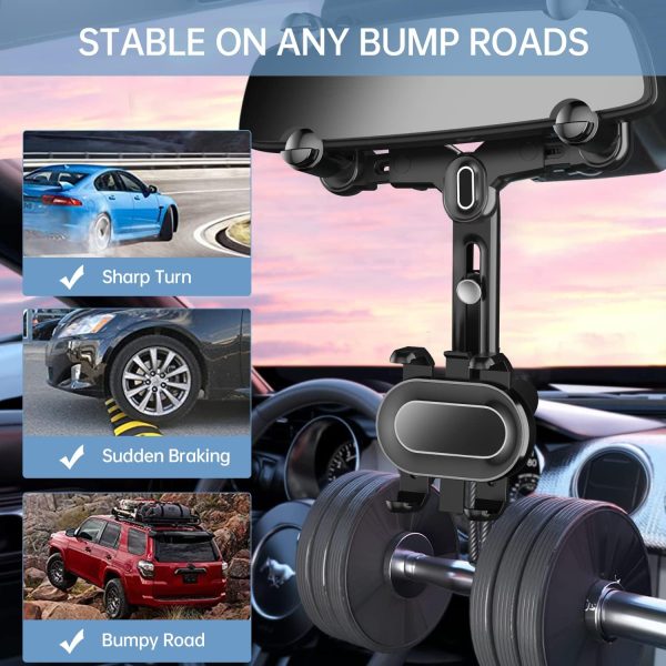 Rearview Mirror Phone Holder for Car,360°Rotatable and Retra... - Image 6