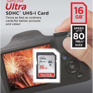 SanDisk 16GB Class 10 SDHC UHS-I Up to 80MB/s Memory Card (S...