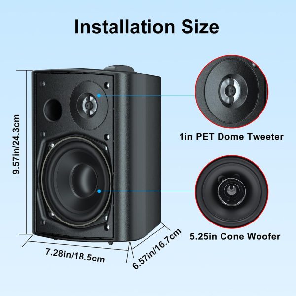 Herdio 5.25 Inches 600 Watts Outdoor Speakers Wired Waterpro... - Image 3