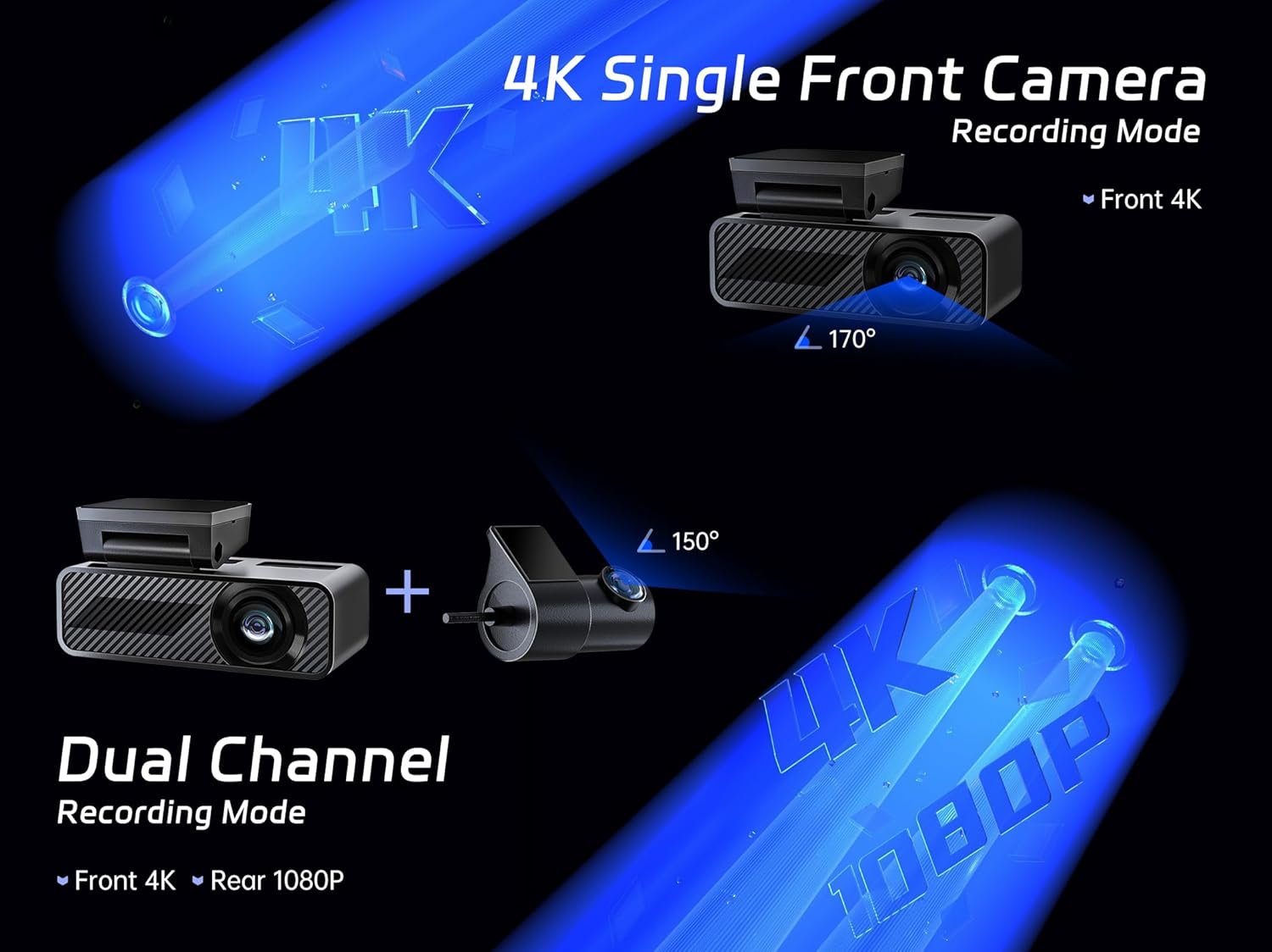 Pelsee P1 Duo 4K Dash Cam Front and Rear, 64GB SD Card, 4K+1…