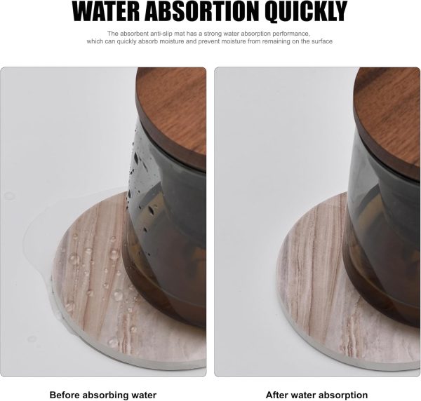 6PCS Coasters for Drinks with Metal Holder, Marble Style Cer... - Image 5
