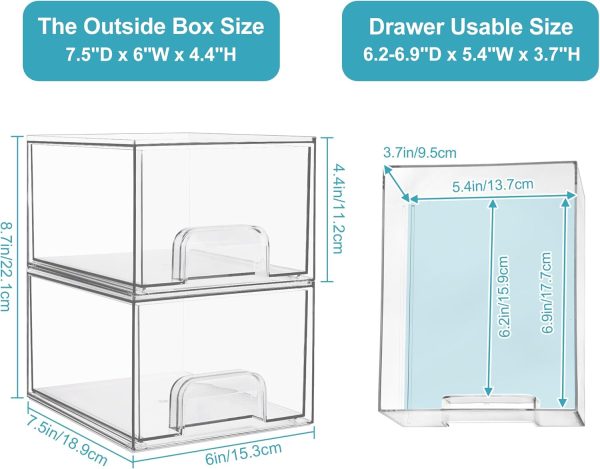 Vtopmart 4 Pack Stackable Makeup Organizer Storage Drawers, ... - Image 3