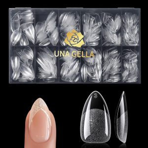 UNA GELLA Short Almond Nail Tips 600 Pcs Pre-Filed Soft Gel ...