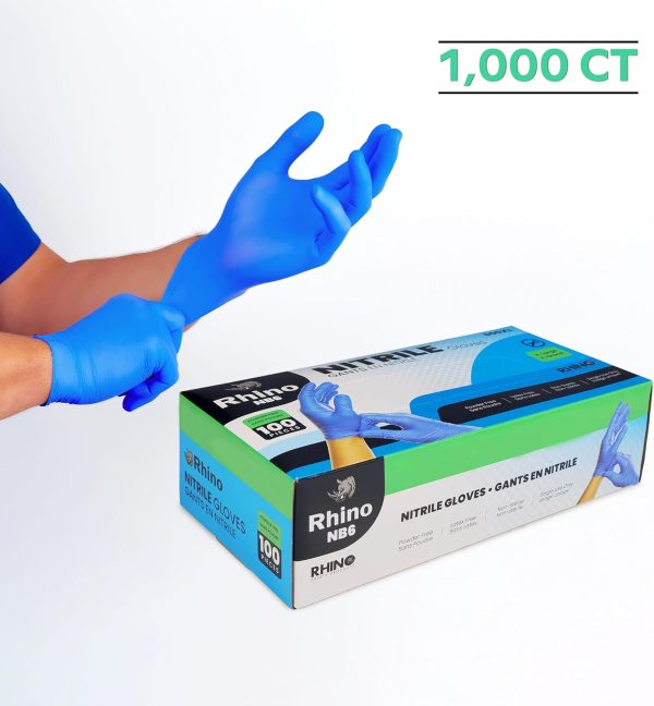 Rhino Blue Nitrile Disposable Gloves (1000 Count), Latex-Fre... - Image 2