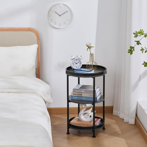 Dulcii Industrial Round End Table, 3 Tiers Round Side Table ... - Image 8