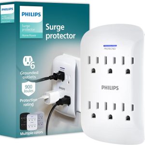 Philips 6-Outlet Extender Surge Protector, Wall Tap, 900 Jou...
