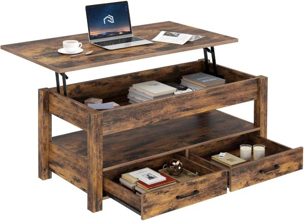 Rolanstar Coffee Table, 47" Lift Top Coffee Table with Drawe...