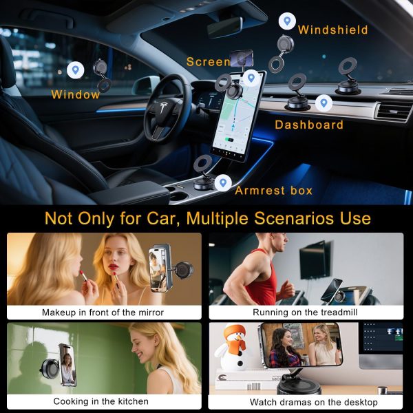 Jkoailiwi 360° Adjustable Vacuum Magnetic Suction Car Phone ... - Image 3