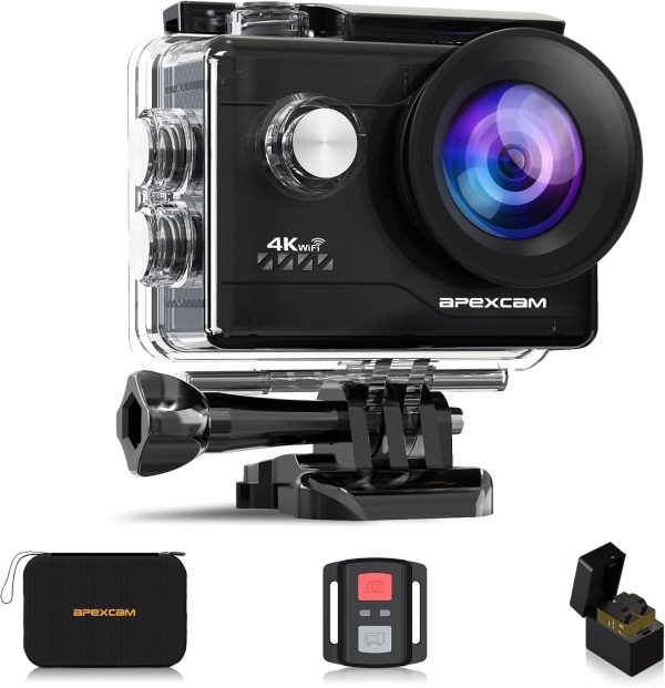 Apexcam 4K 20MP WiFi Action Camera Underwater Waterproof Cam...